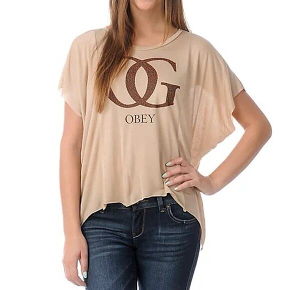 Obey OG Leopard Dolman Sleeve Oversized T-Shirt Soft Logo - Sz Medium - NWT - Picture 1 of 6